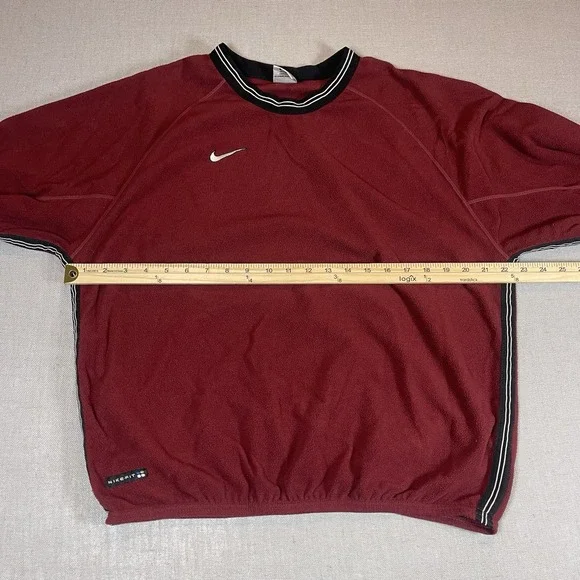 Vintage Nike Fleece Sweatshirt Mens M Red Pullover Swoosh Athletic Crewneck 90s - Picture 9 of 9